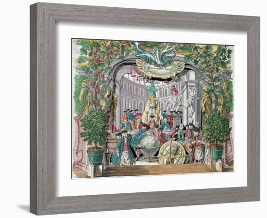 Fold-out 'Peep Show' of a Masonic Lodge, Mid Eighteenth Century-Martin Engelbrecht-Framed Giclee Print