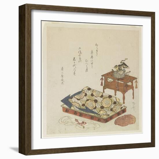 Folded Court Robe and a Hat with Tiger Ornament-Ryuryukyo Shinsai-Framed Giclee Print