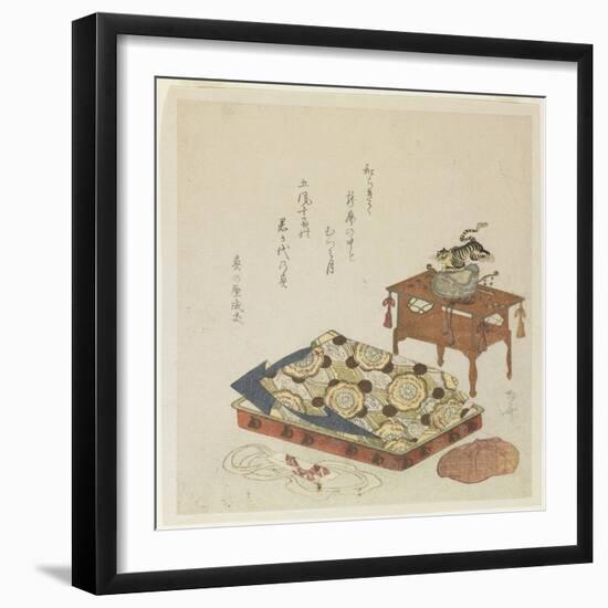 Folded Court Robe and a Hat with Tiger Ornament-Ryuryukyo Shinsai-Framed Giclee Print