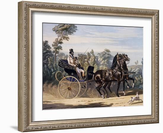 Folding Top Carriage Pulled by Two Horses-null-Framed Giclee Print