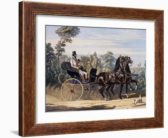 Folding Top Carriage Pulled by Two Horses-null-Framed Giclee Print