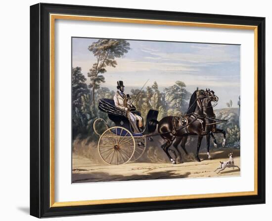 Folding Top Carriage Pulled by Two Horses-null-Framed Giclee Print