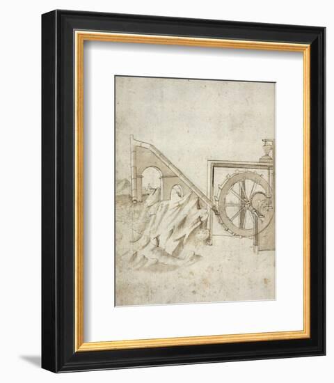 Folio 13: mill powered by water from siphon-Francesco di Giorgio Martini-Framed Art Print