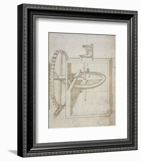 Folio 22: mill powered by undershot water wheel-Francesco di Giorgio Martini-Framed Art Print