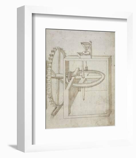 Folio 22: mill powered by undershot water wheel-Francesco di Giorgio Martini-Framed Art Print