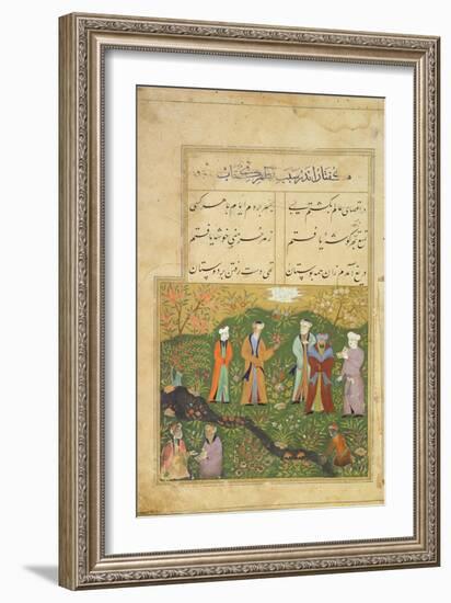 Folio 39, a Garden Scene, from the 'Bustan of Sa'di' (The Flower-Garden of Sa'di)-Persian-Framed Giclee Print