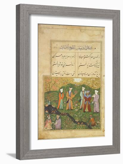 Folio 39, a Garden Scene, from the 'Bustan of Sa'di' (The Flower-Garden of Sa'di)-Persian-Framed Giclee Print