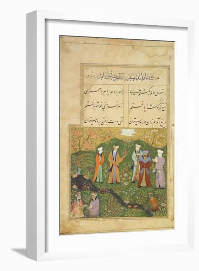 Folio 39, a Garden Scene, from the 'Bustan of Sa'di' (The Flower-Garden of Sa'di)-Persian-Framed Giclee Print