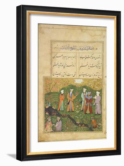 Folio 39, a Garden Scene, from the 'Bustan of Sa'di' (The Flower-Garden of Sa'di)-Persian-Framed Giclee Print