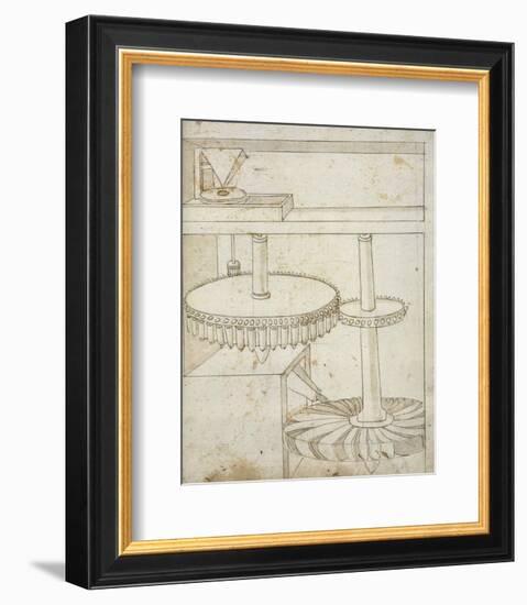 Folio 44: mill powered by horizontal wheel-Francesco di Giorgio Martini-Framed Art Print