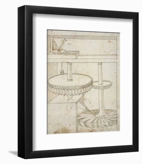 Folio 44: mill powered by horizontal wheel-Francesco di Giorgio Martini-Framed Art Print