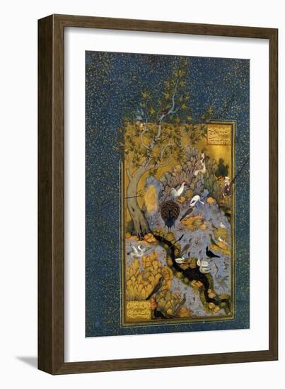 Folio from Mantiq Al-Tayr (The Language of the Bird), by Attar, C1600-Habib Allah-Framed Giclee Print