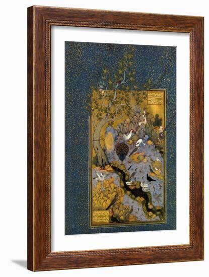 Folio from Mantiq Al-Tayr (The Language of the Bird), by Attar, C1600-Habib Allah-Framed Giclee Print