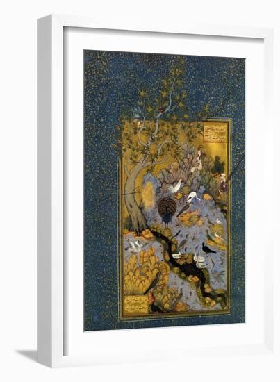 Folio from Mantiq Al-Tayr (The Language of the Bird), by Attar, C1600-Habib Allah-Framed Giclee Print