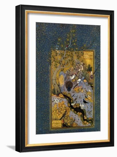 Folio from Mantiq Al-Tayr (The Language of the Bird), by Attar, C1600-Habib Allah-Framed Giclee Print