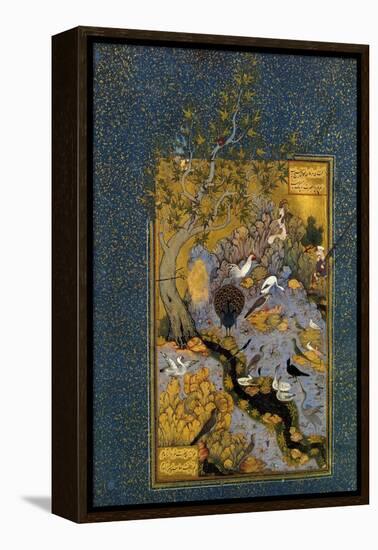 Folio from Mantiq Al-Tayr (The Language of the Bird), by Attar, C1600-Habib Allah-Framed Premier Image Canvas