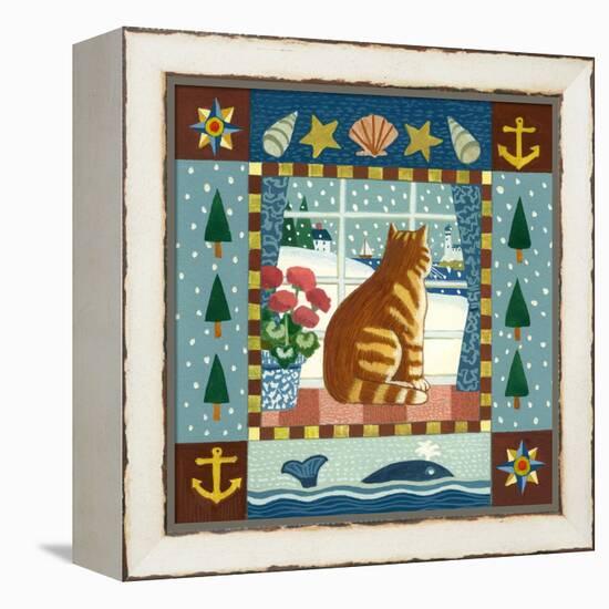 Folk Art Cat Winter-Geraldine Aikman-Framed Premier Image Canvas