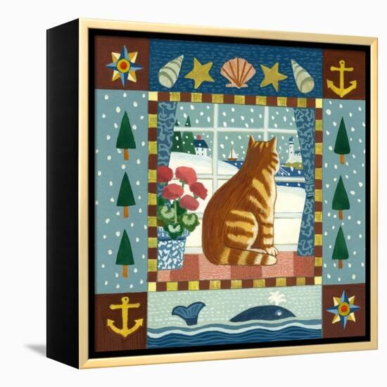 Folk Art Cat Winter-Geraldine Aikman-Framed Premier Image Canvas