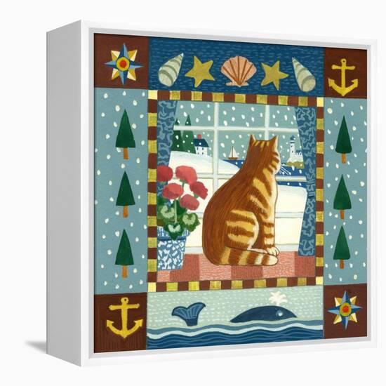 Folk Art Cat Winter-Geraldine Aikman-Framed Premier Image Canvas