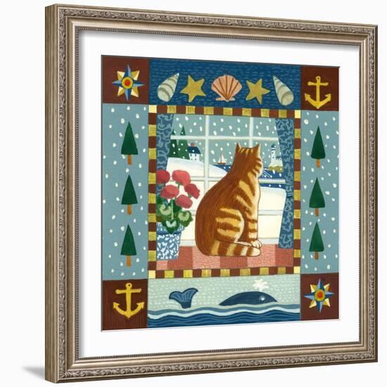 Folk Art Cat Winter-Geraldine Aikman-Framed Giclee Print