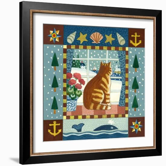 Folk Art Cat Winter-Geraldine Aikman-Framed Giclee Print