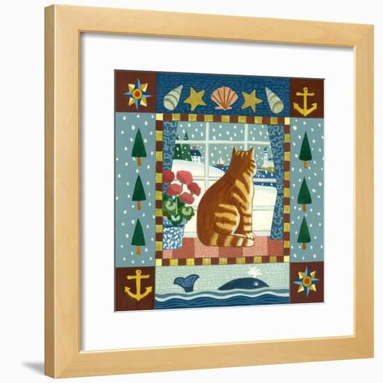 Folk Art Cat Winter-Geraldine Aikman-Framed Giclee Print