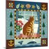 Folk Art Cat Winter-Geraldine Aikman-Mounted Giclee Print