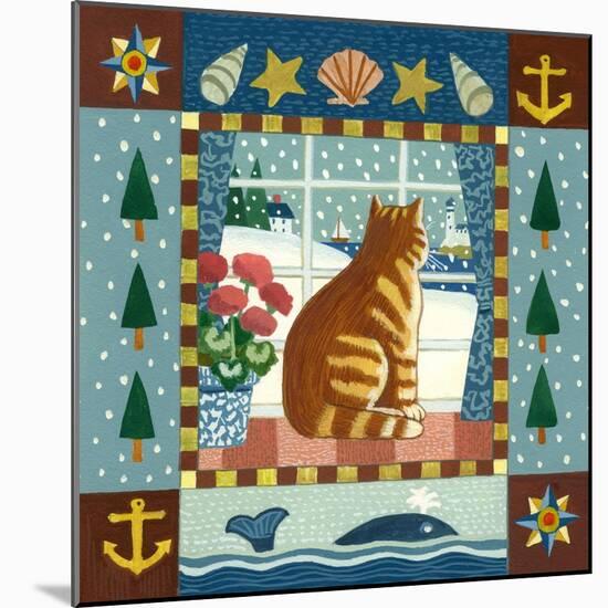 Folk Art Cat Winter-Geraldine Aikman-Mounted Giclee Print