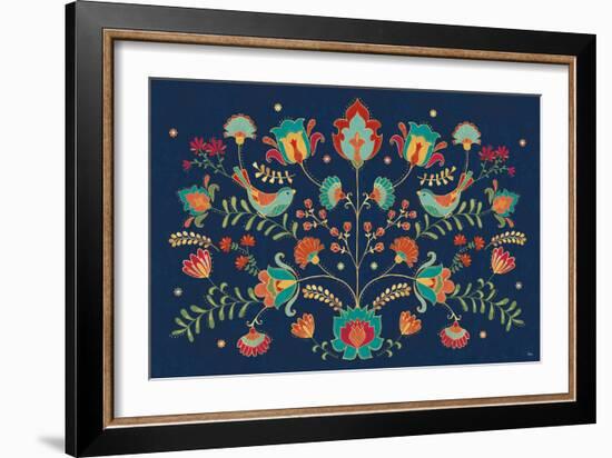 Folk Floral I Dark-Veronique Charron-Framed Art Print