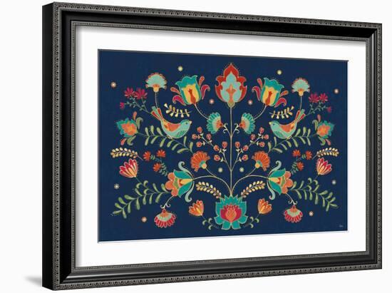 Folk Floral I Dark-Veronique Charron-Framed Art Print