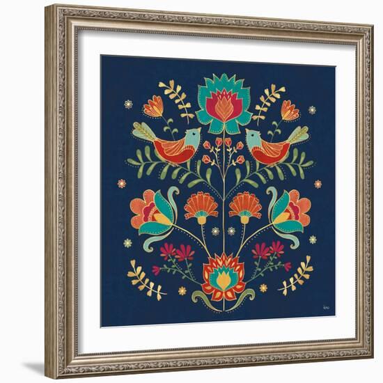 Folk Floral II Dark-Veronique Charron-Framed Art Print