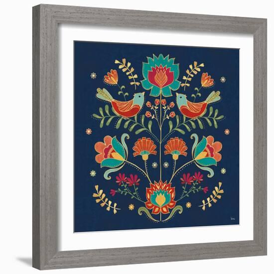 Folk Floral II Dark-Veronique Charron-Framed Art Print