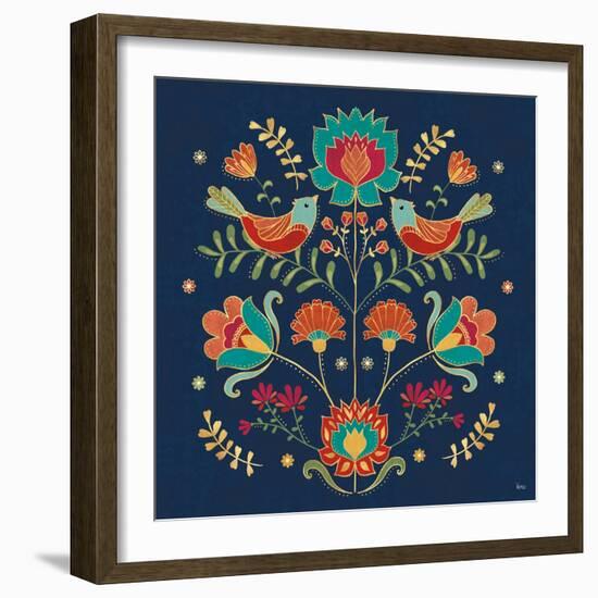 Folk Floral II Dark-Veronique Charron-Framed Art Print