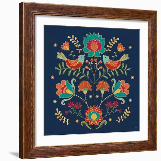 Folk Floral II Dark-Veronique Charron-Framed Art Print