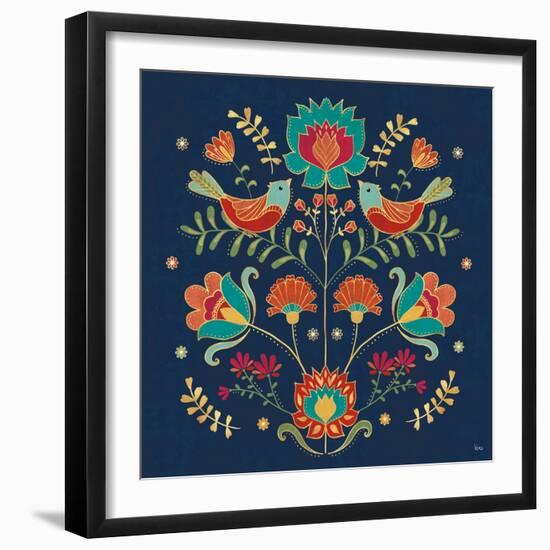 Folk Floral II Dark-Veronique Charron-Framed Art Print