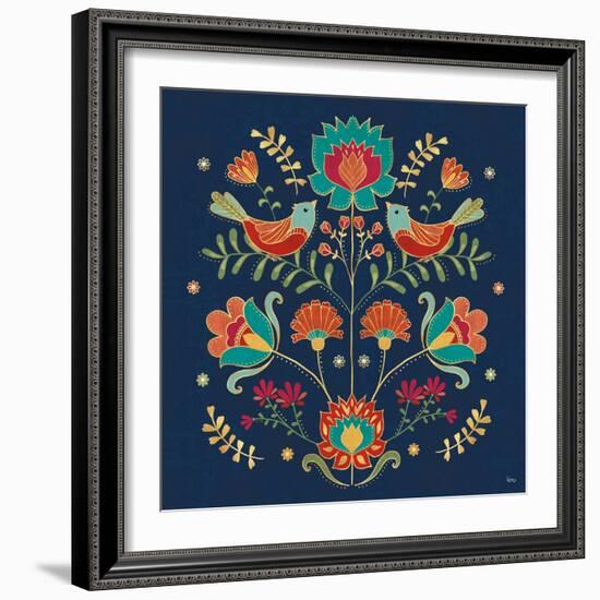 Folk Floral II Dark-Veronique Charron-Framed Art Print