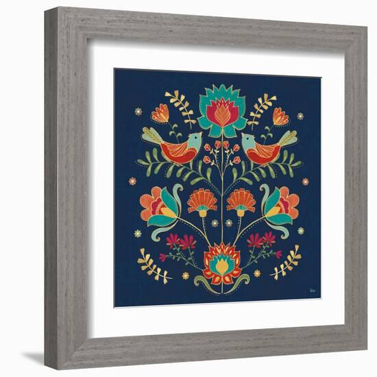 Folk Floral II Dark-Veronique Charron-Framed Art Print