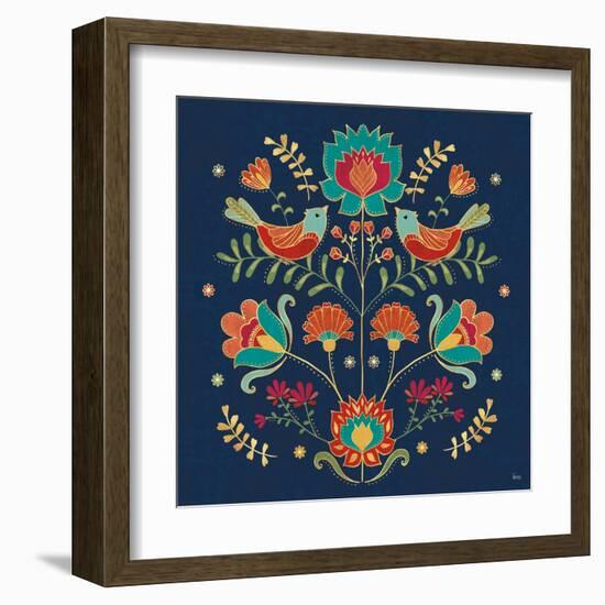 Folk Floral II Dark-Veronique Charron-Framed Art Print