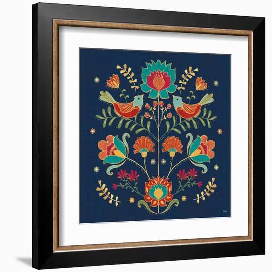 Folk Floral II Dark-Veronique Charron-Framed Art Print