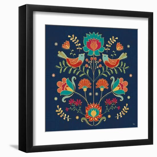 Folk Floral II Dark-Veronique Charron-Framed Art Print