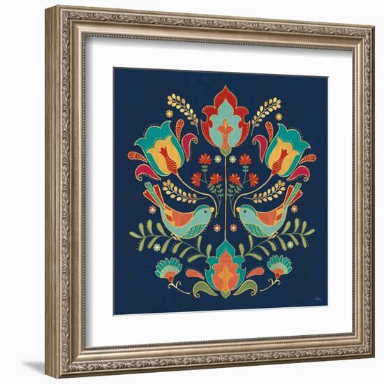 Folk Floral III Dark-Veronique Charron-Framed Art Print