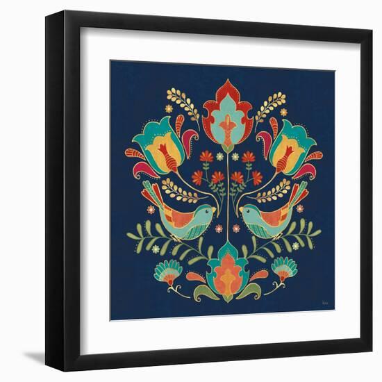 Folk Floral III Dark-Veronique Charron-Framed Art Print