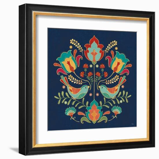 Folk Floral III Dark-Veronique Charron-Framed Art Print