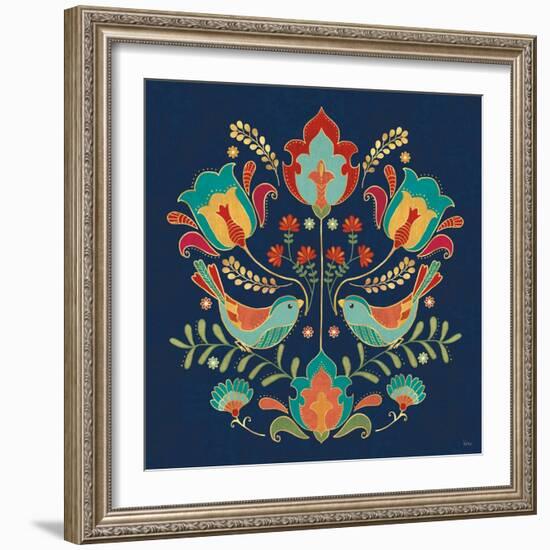 Folk Floral III Dark-Veronique Charron-Framed Art Print