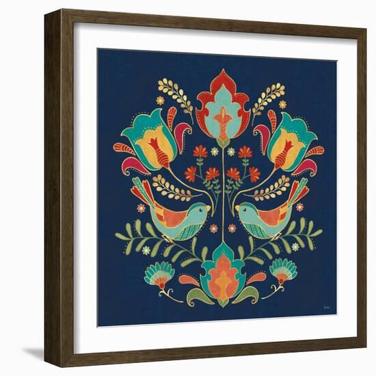 Folk Floral III Dark-Veronique Charron-Framed Art Print