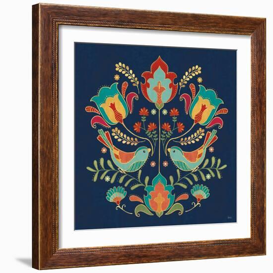 Folk Floral III Dark-Veronique Charron-Framed Art Print