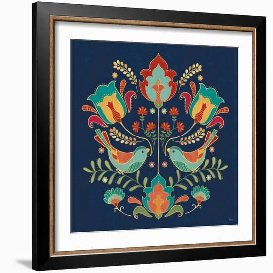 Folk Floral III Dark-Veronique Charron-Framed Art Print