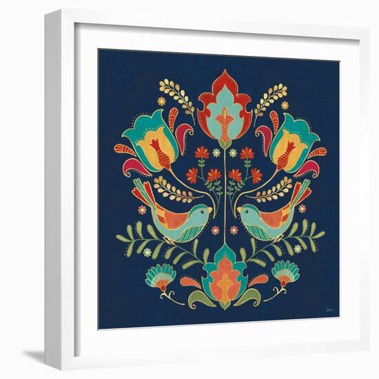 Folk Floral III Dark-Veronique Charron-Framed Art Print