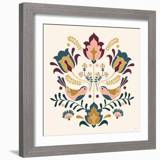 Folk Floral III Green-Veronique Charron-Framed Art Print