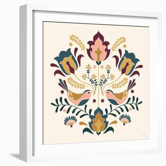 Folk Floral III Green-Veronique Charron-Framed Art Print